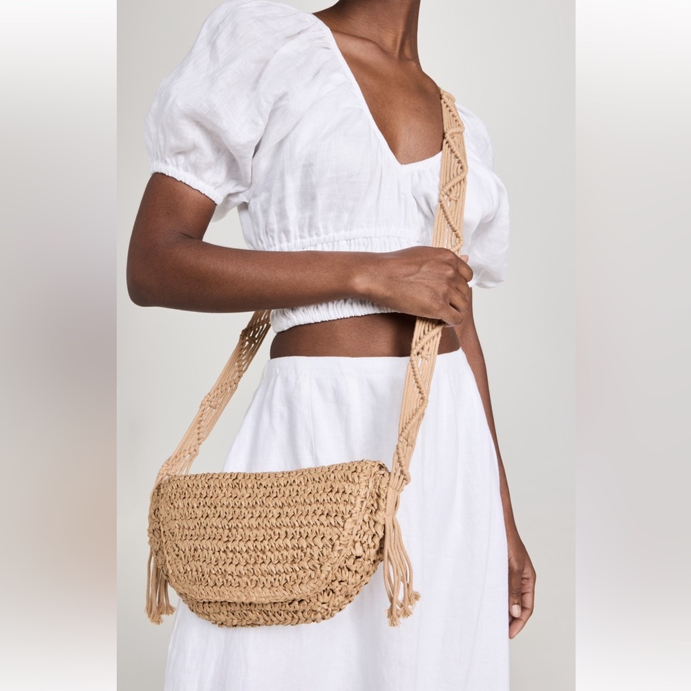 8 Other Reasons Tulum Tan Woven Crossbody Bag with Braided Strap